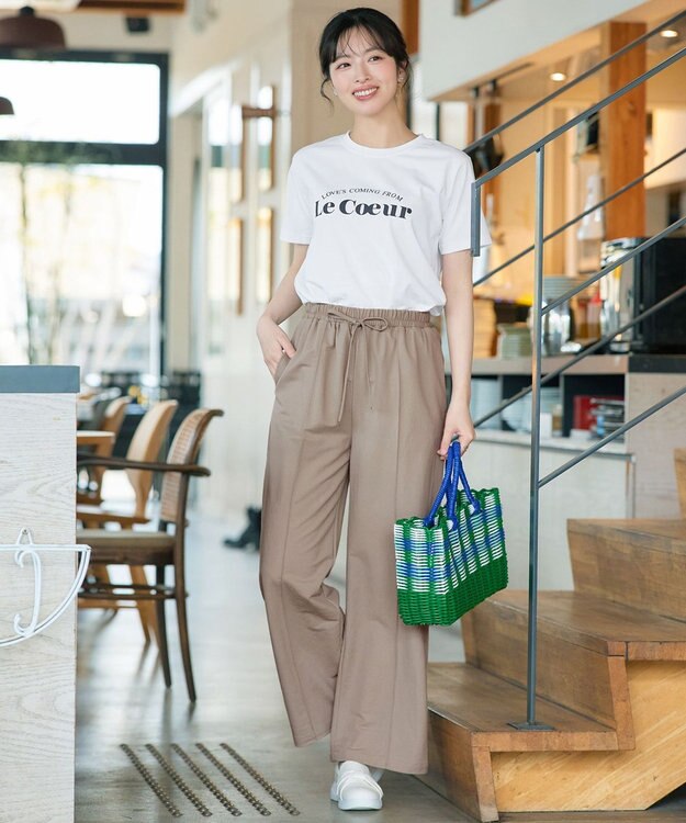 Tiaclasse 【おのののかさん着用】冷凛(ひやりん)カノコカットソーピンタックパンツ ベージュ