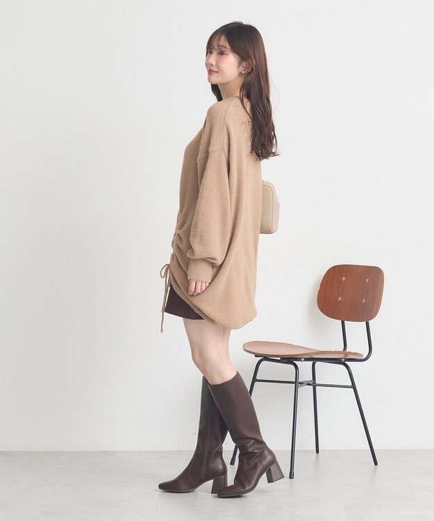 earth music&ecology パウダーシャギーシャーリングニットミニワンピース Beige