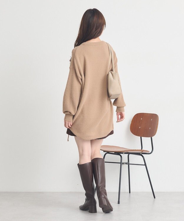 earth music&ecology パウダーシャギーシャーリングニットミニワンピース Beige