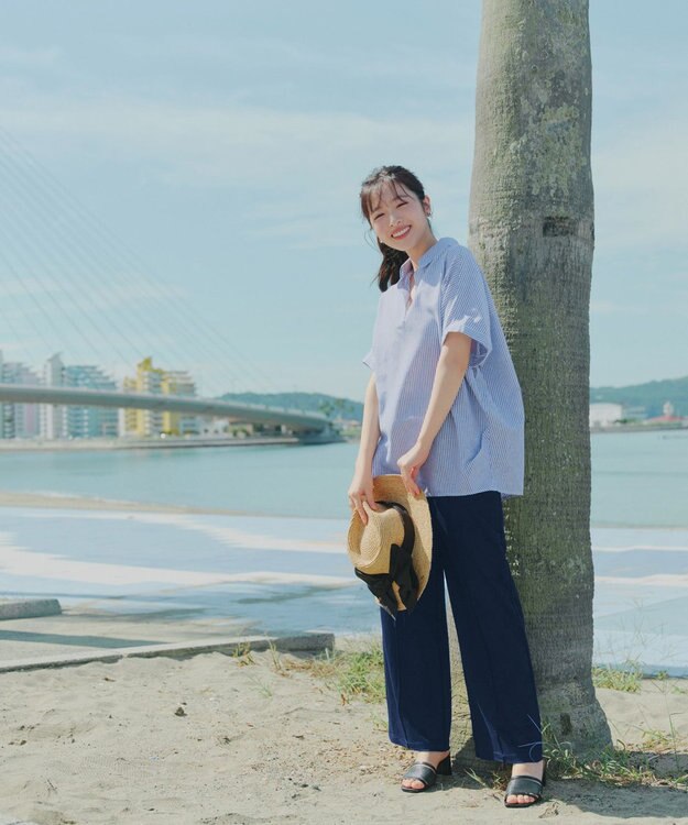 Tiaclasse 【おのののかさん着用】冷凛(ひやりん)カノコカットソーピンタックパンツ ネイビー