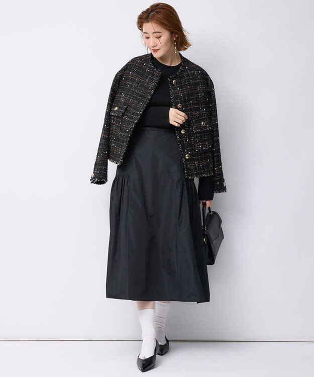 23区 S 【洗える】ライトメモリータフタ スカート ブラック系