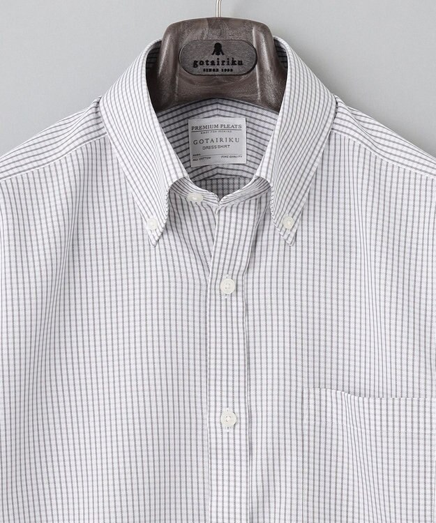 GOTAIRIKU 春夏向け【形態安定】SUMMERPREMIUMPLEATS_ボタンダウン 半袖ドレスシャツ（ストライプ） ライトグレー系4