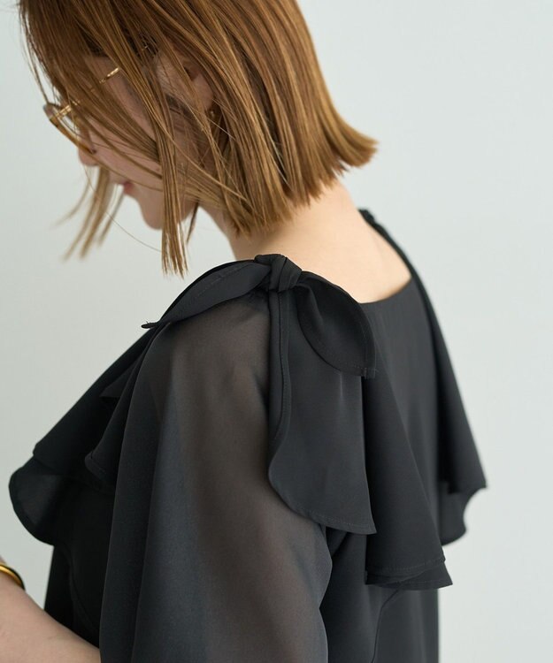 YECCA VECCA リボンスリーブブラウス Black