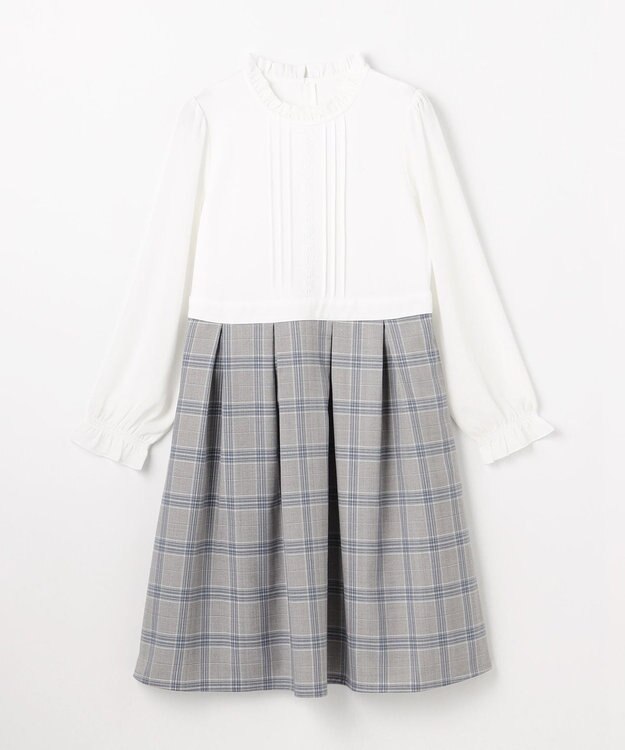 組曲 KIDS 【150-170㎝】 チェックワンピース＆T/Rジャケットセット サックスブルー