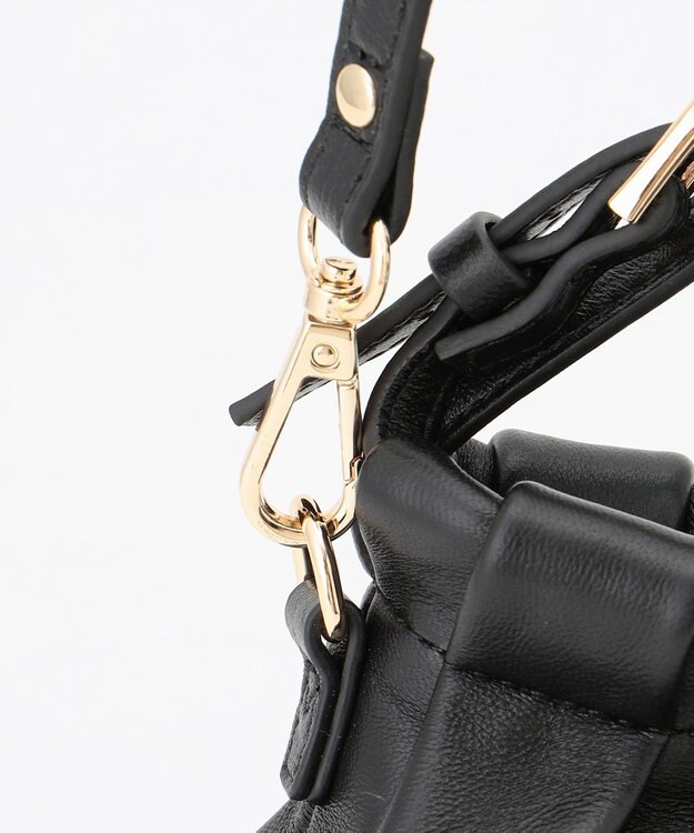 LA BAGAGERIE シープレザー　ギャザーミニマムバッグ ブラック