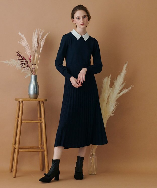 WEB限定】【TOCCA LAVENDER】Collared Pleats Knitdress ニットドレス ...