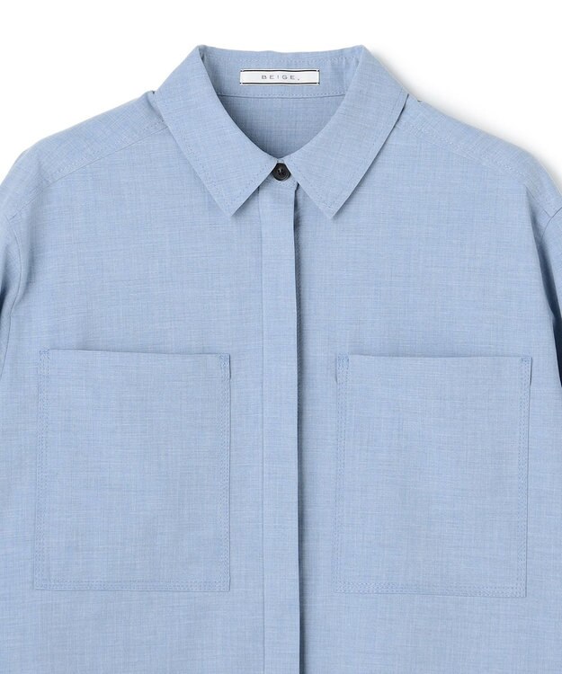 BEIGE， APOPHY / ステッチディテールショートシャツジャケット Sax