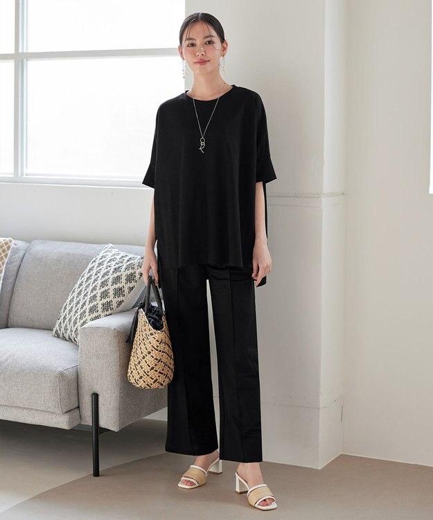 Tiaclasse 【おのののかさん着用】冷凛(ひやりん)カノコカットソーピンタックパンツ ブラック