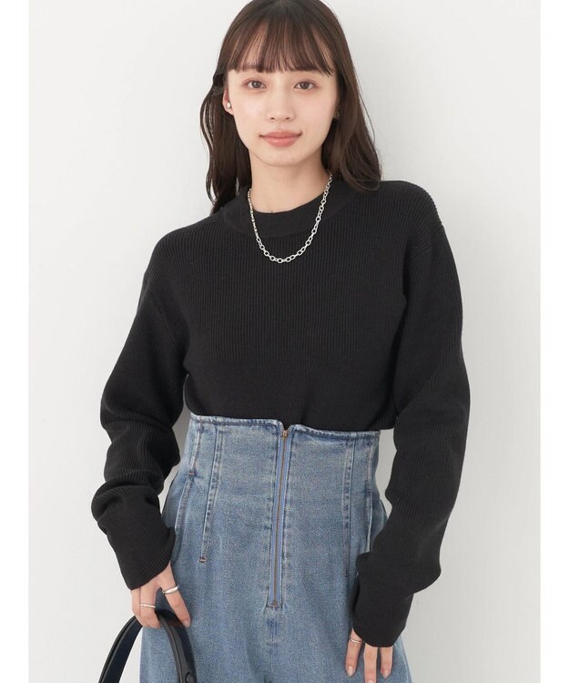 earth music&ecology アンチピリングハイネックプルオーバー Black