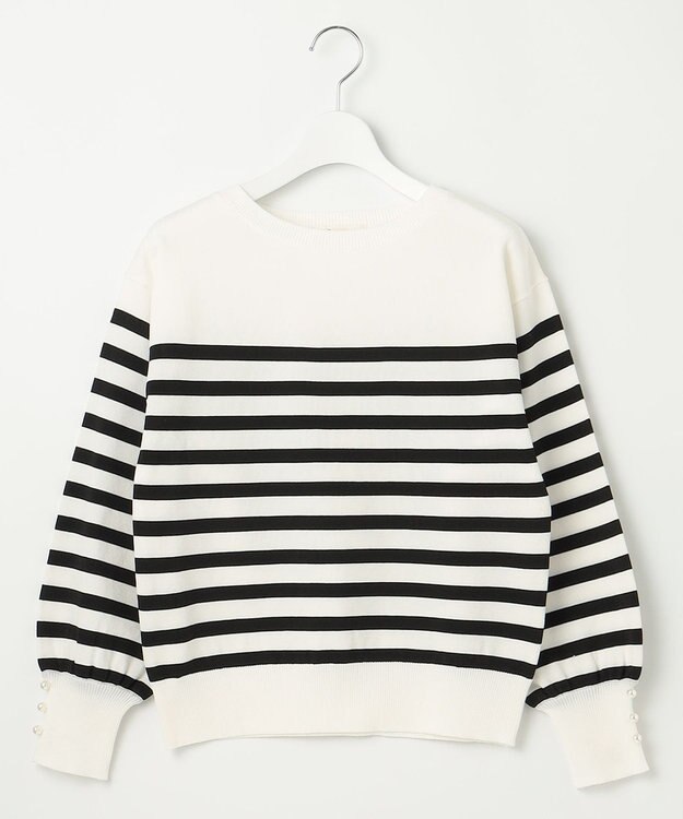 Feroux 【洗える】パールポイントパフスリーブ ニット ホワイト系1