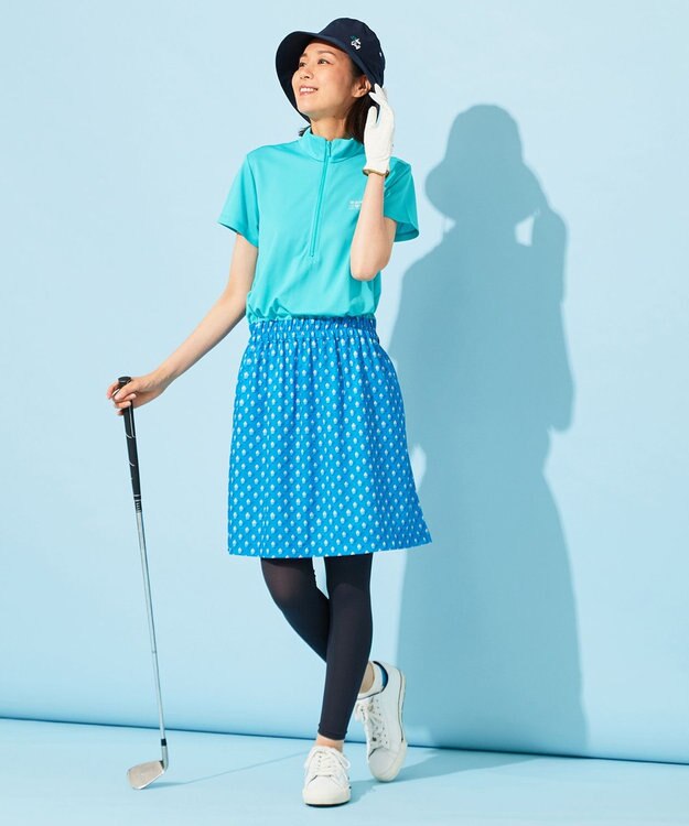 23区GOLF 【WOMEN】【接触冷感・UVケア・吸水速乾】アイス柄 切替ワンピース サックスブルー系