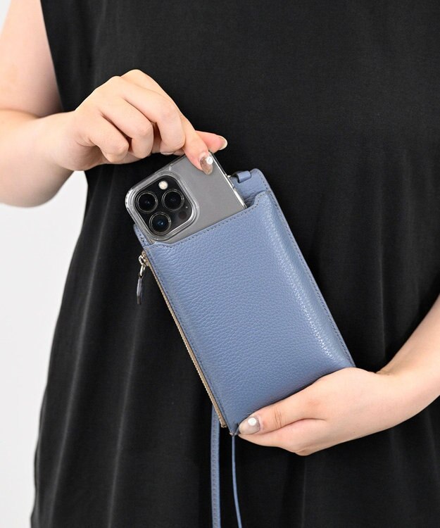 Atelier nuu 本革 スマホショルダー ジーンブルー