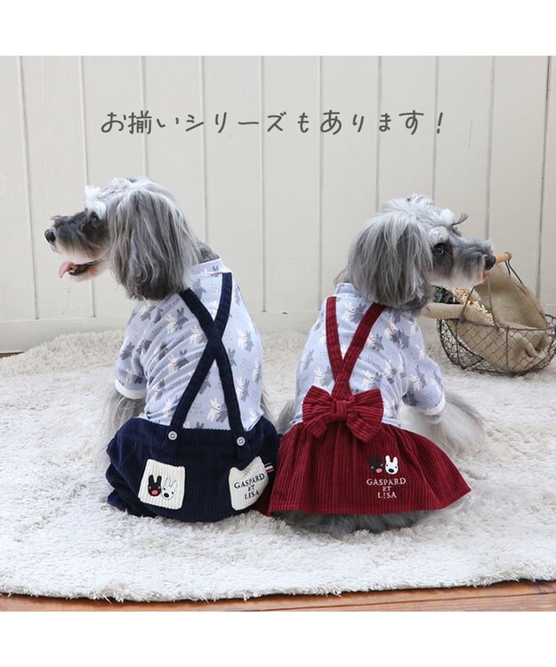 PET PARADISE リサとガスパール サスペンダー つなぎパンツ 《であい柄》 小型犬 ネイビー