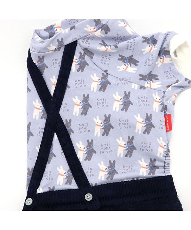 PET PARADISE リサとガスパール サスペンダー つなぎパンツ 《であい柄》 小型犬 ネイビー