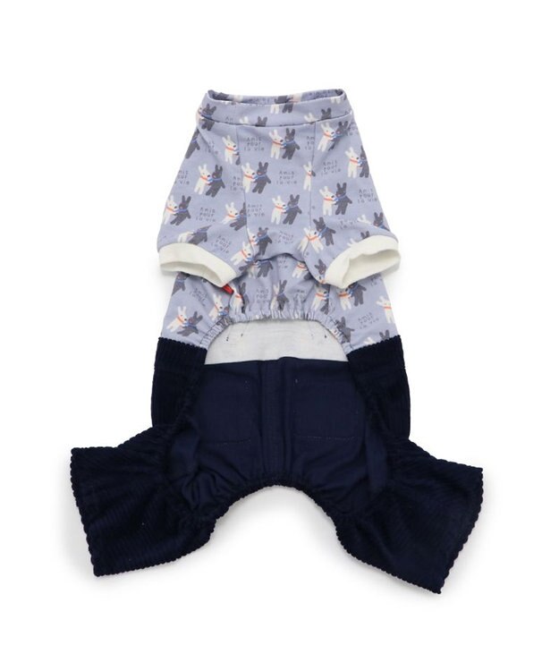 PET PARADISE リサとガスパール サスペンダー つなぎパンツ 《であい柄》 小型犬 ネイビー