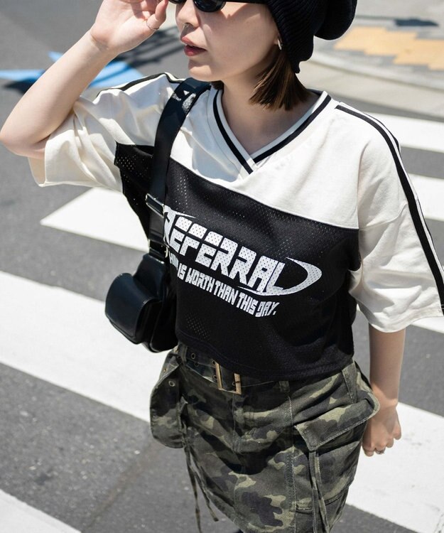 WEGO 2ライン切り替えメッシュショートT ブラック