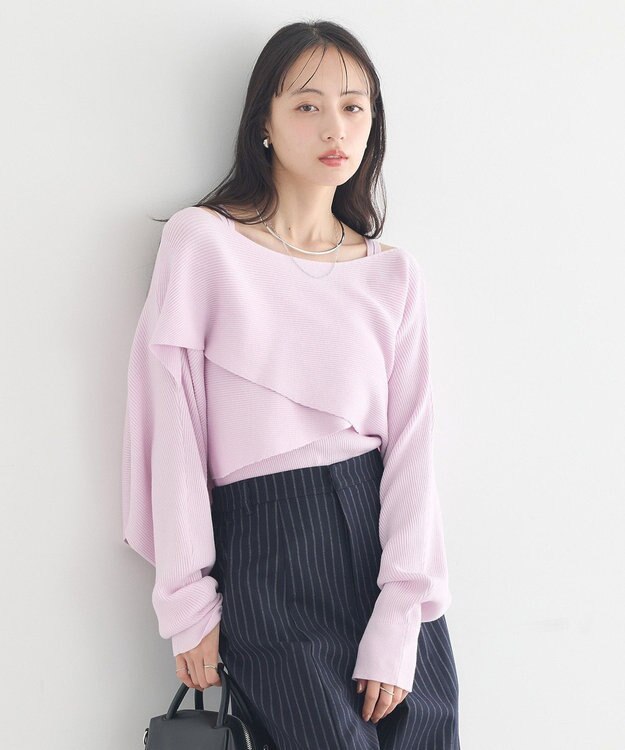 earth music&ecology 【2WAY】SET2点クロスニット＋キャミソール Pink