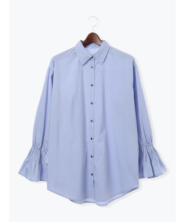 Te chichi ピンタックフレアカフスシャツ サックスブルー