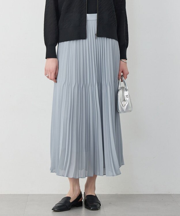 ICB L 【先行予約】ライトジョーゼットプリーツ スカート ライトデニム
