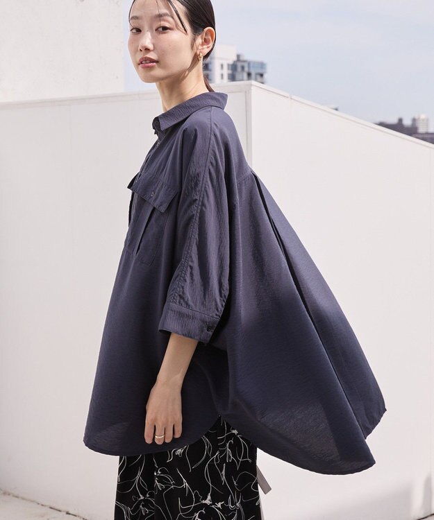 AMERICAN HOLIC 【WEB限定】接触冷感Wポケットシャツチュニック Charcoal Gray