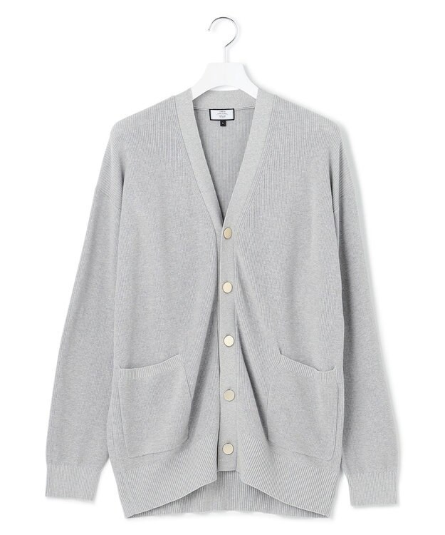 J.PRESS YORK STREET 【UNISEX】Vネックコットン カーディガン ライトグレー系