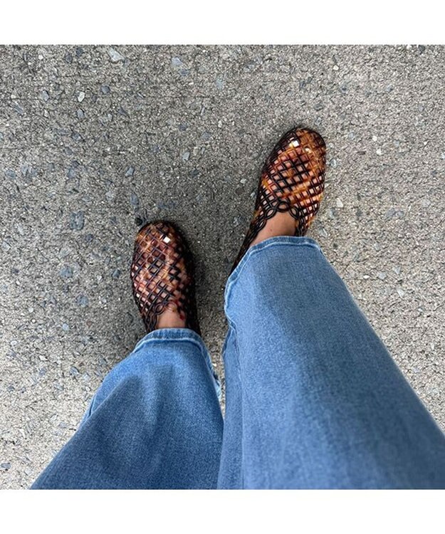 STEVE MADDEN GROVE-XS クリアメッシュフラットシューズ トータス