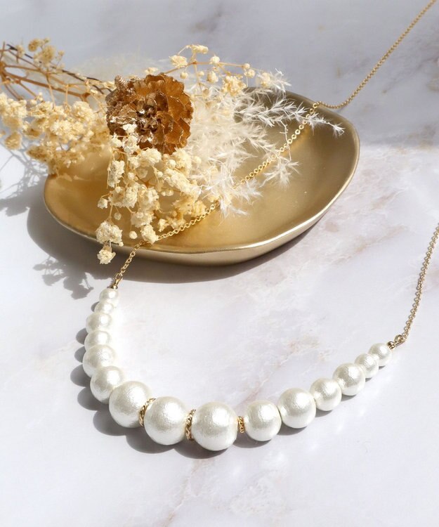 Tiaclasse 【日本製】コットンパール ネックレス ゴールド