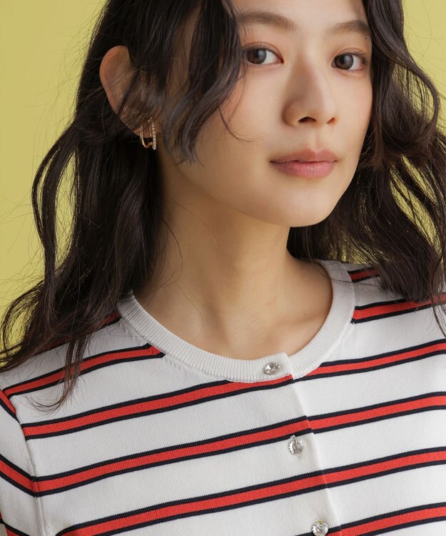 組曲 マイラックカラー カーディガン ボーダー系1