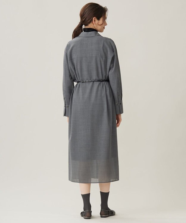 自由区 【洗える】ライトビエラシャツ ワンピース TOPグレー