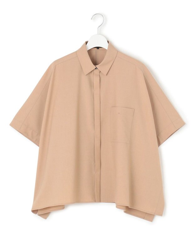 23区 L 【洗える】TWマットクロス ポンチョシルエット シャツ キャメル系