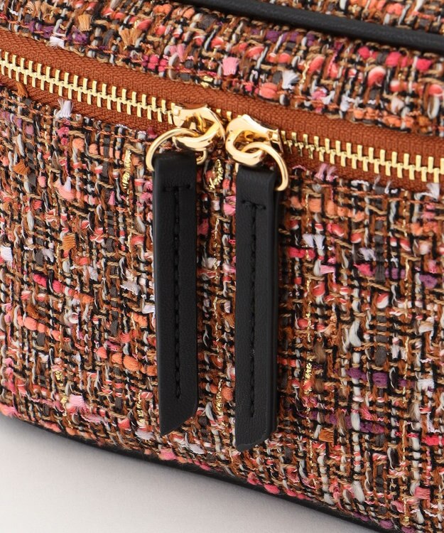 自由区 ラメノットファンシーツイードヴァニティ バッグ オレンジ系