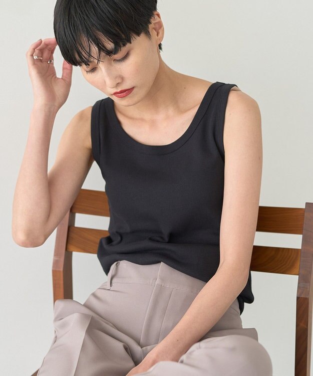 AMERICAN HOLIC テレコタンクトップ Black