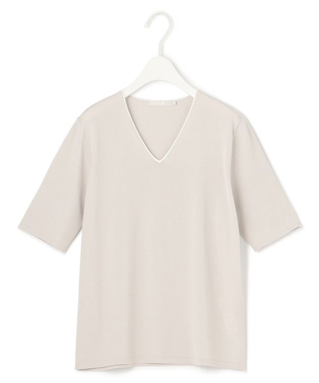 ICB 【WEB限定カラーあり・接触冷感・UVケア・洗える】 シンセティックハイゲージ 半袖ニット トープ系