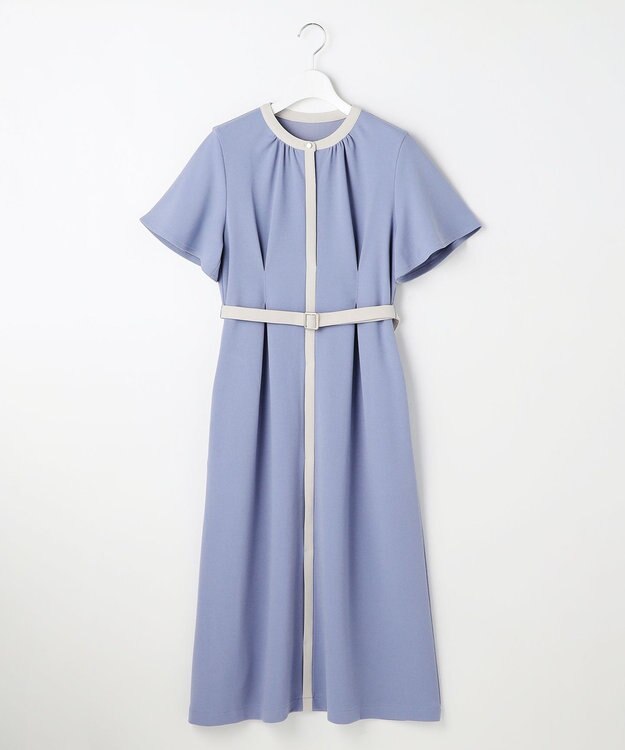 ANY SIS L バイカラー ワンピース ブルー×ライトグレー