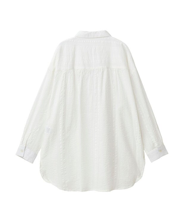 Green Parks インド綿 シアサッカーシャツ Off White