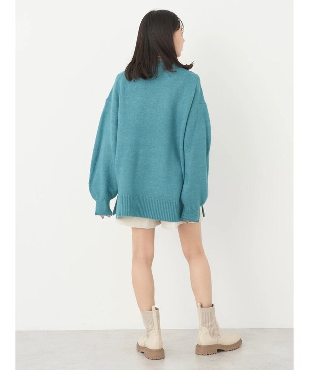 earth music&ecology ＦＬＵＦＦＹハイネックチュニック Blue Green