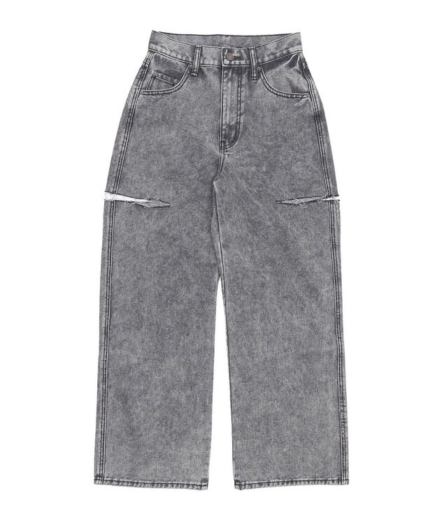 WEGO 【SMサイズ展開】サイドカットデニムストレートパンツ ブラックその他