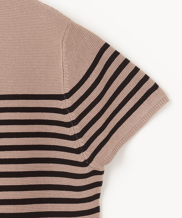 ANY L クロップド丈ガーターニット モカベース×ブラックライン