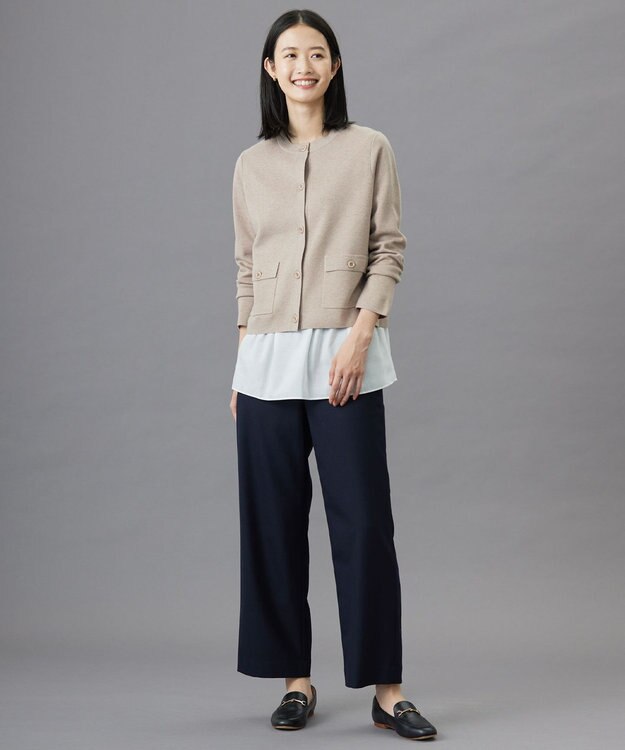 J.PRESS LADIES 【洗える】ANASTASIA milled セミワイド パンツ ネイビー系