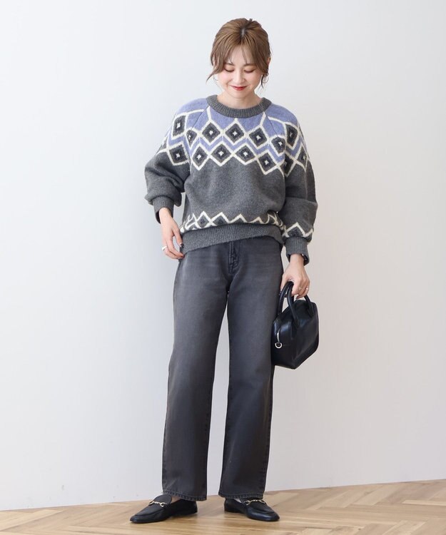 AMERICAN HOLIC フェアアイル柄ニットプルオーバー Gray Mixture