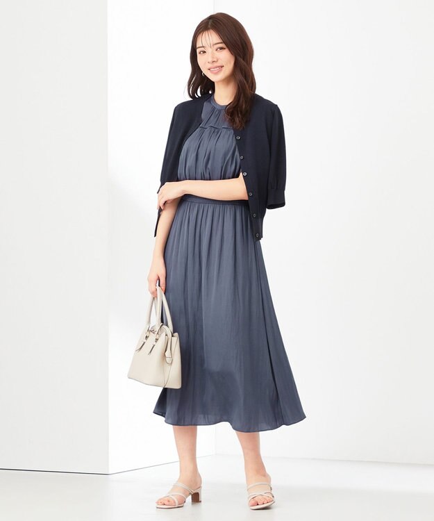 ANY SIS 【洗える】カッセンハシゴレース ワンピース スモーキーブルー