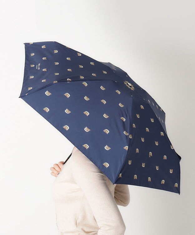 MOONBAT 【UVカット/コンパクト】ポール & ジョー (PAUL & JOE ACCESSOIRES) 折りたたみ雨傘 ドットヌネット ネイビーブルー