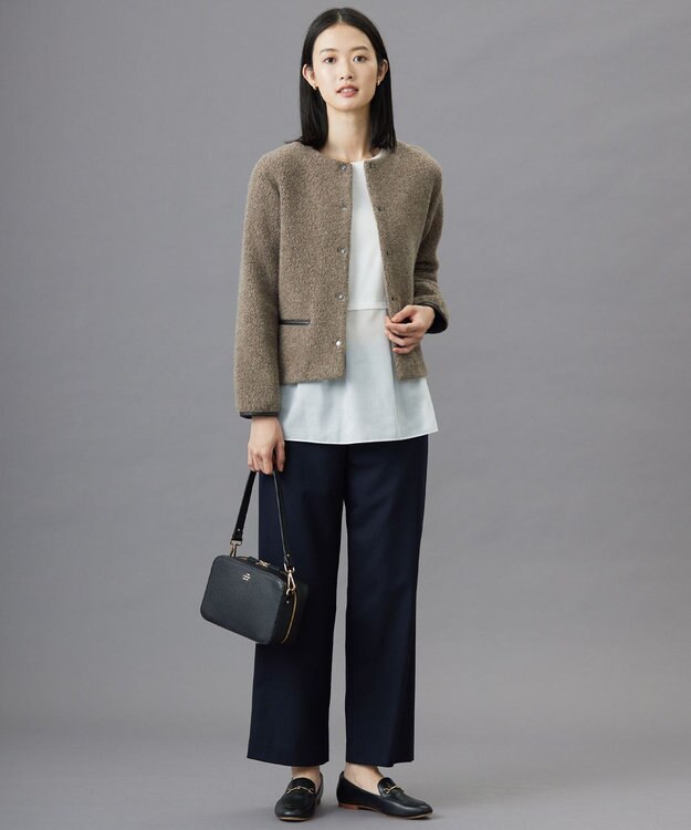 J.PRESS LADIES 【洗える】ANASTASIA milled セミワイド パンツ ネイビー系