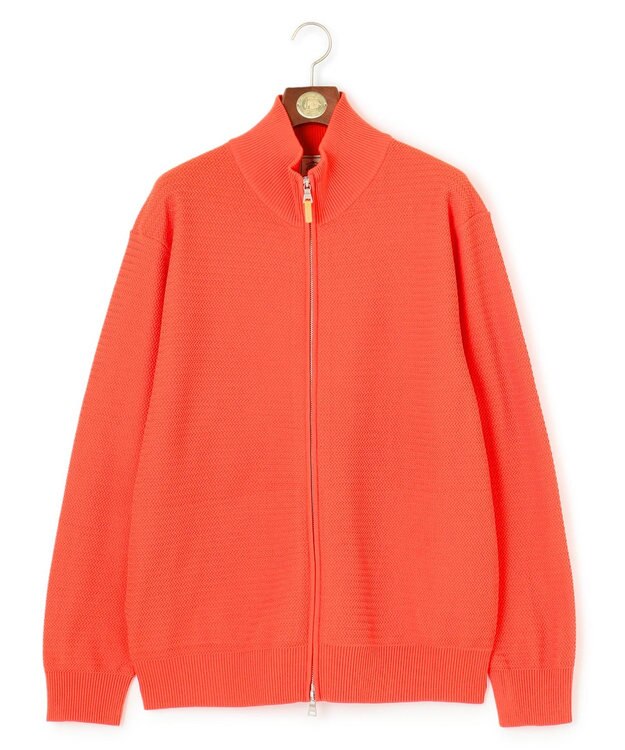J.PRESS MEN 【KING SIZE】ハイツイストヘリンボン フルジップカーディガン オレンジ系