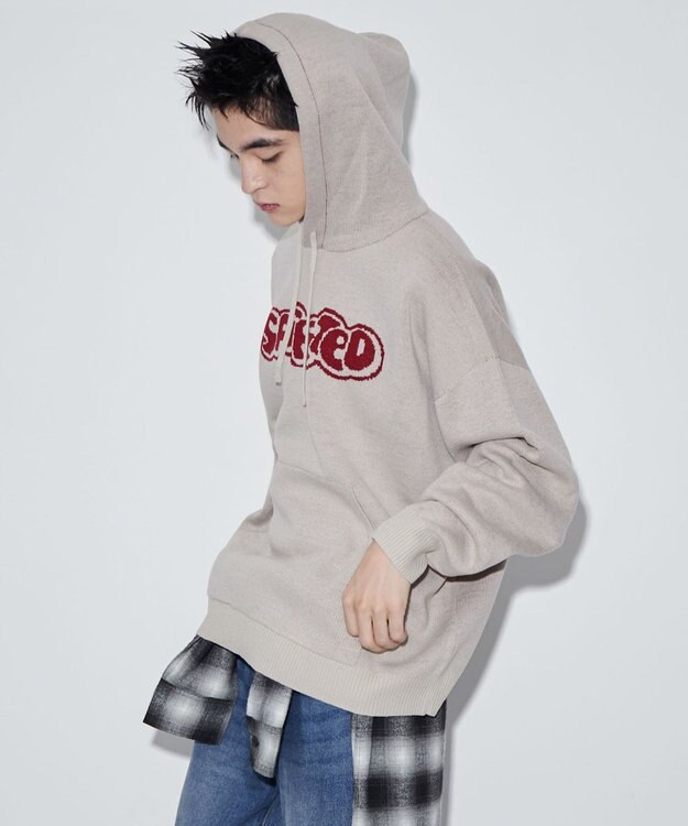 WEGO 【ユニセックス着用ITEM】ジャガードグラフィックパーカー ホワイト