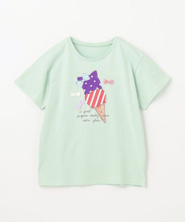 ANY KIDS 接触冷感 ミラクルプリント Tシャツ ミント×アイス
