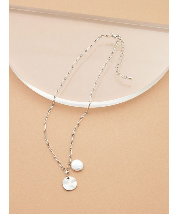 Green Parks ・ＨＡＬＦ　ＴＩＭＥ　パール＆メタルプレートネックレス Silver