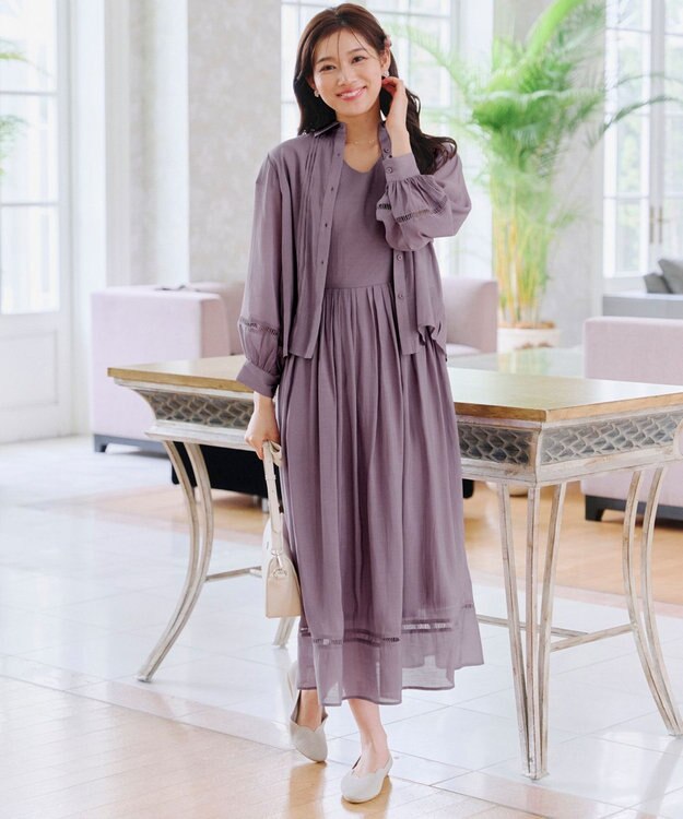 Tiaclasse 【洗える】はしごレースパフ袖シャツ ピンク