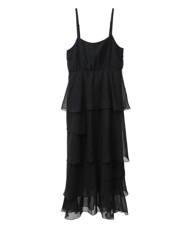 earth music&ecology アシンメトリーティアードワンピース Black