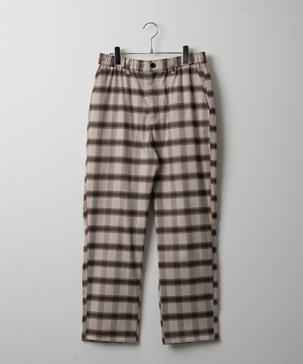 WEGO チェックテーパードスラックス ベージュチェック1